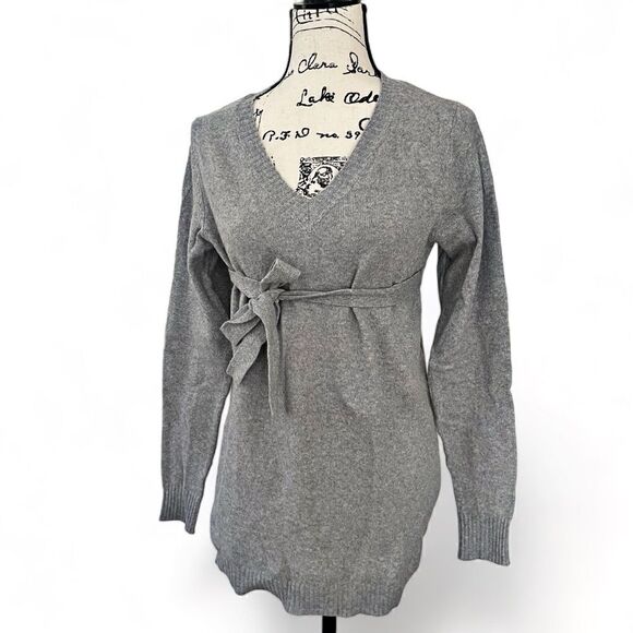 Mamalicious European Brand Maternity Sweater V Neck with Belt Size M - Picture 1 of 10